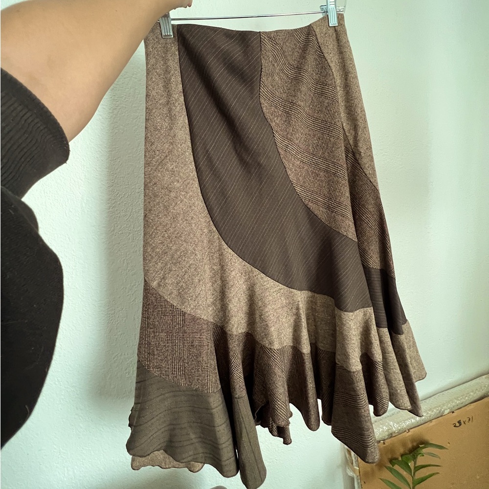 SOLD Sunny Leigh Brown Plaid Asymmetrical Skirt